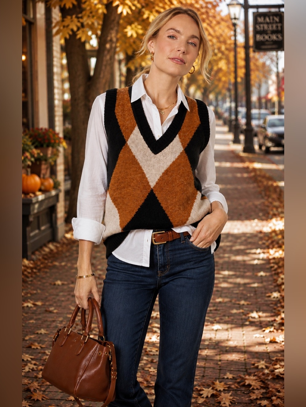Evereve argyle sweater vest Small